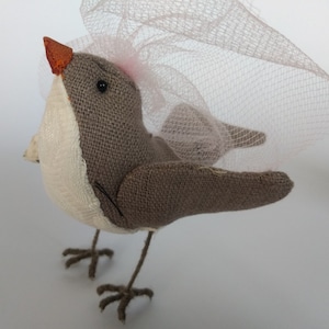 Fabric Bird Wedding Cake Topper Bride