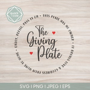 The Giving Plate - Arquivo de corte - Design de férias - Presente de Ação de Graças - Decalque SVG - Compatível com Cricut e Silhouette - Arquivos Svg, Png, Jpg, Eps