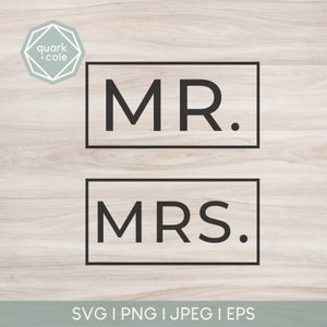 De heer + mevrouw - Cut File - Wedding Shirts - Bruid en Bruidegom - Paren Shirts - Cricut & Silhouette Compatible - Svg, Png, Jpg, Eps-bestanden