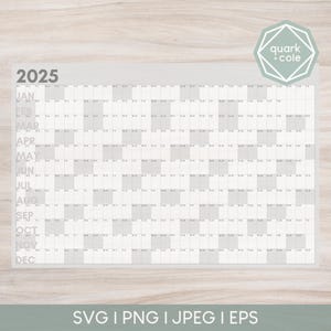 2025 Year At A Glance Calendar - Large Poster Size - Printable Digital File - PDF - PNG