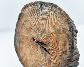 Old Wood wall clock.  Rustic wall decor. (imitation of wood saws)