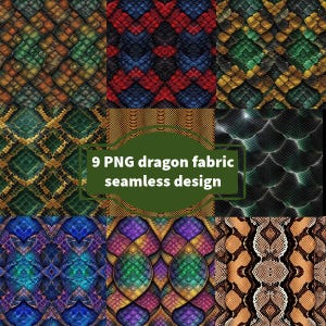 Dragon Scale Fabric PNG Bundle: Seamless Mermaid, Snake Skin Patterns (Commercial Use)