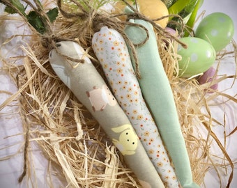 Set of 3 skinny carrot shape table decor, Easter decoration, Sunday Easter, fabric carrots