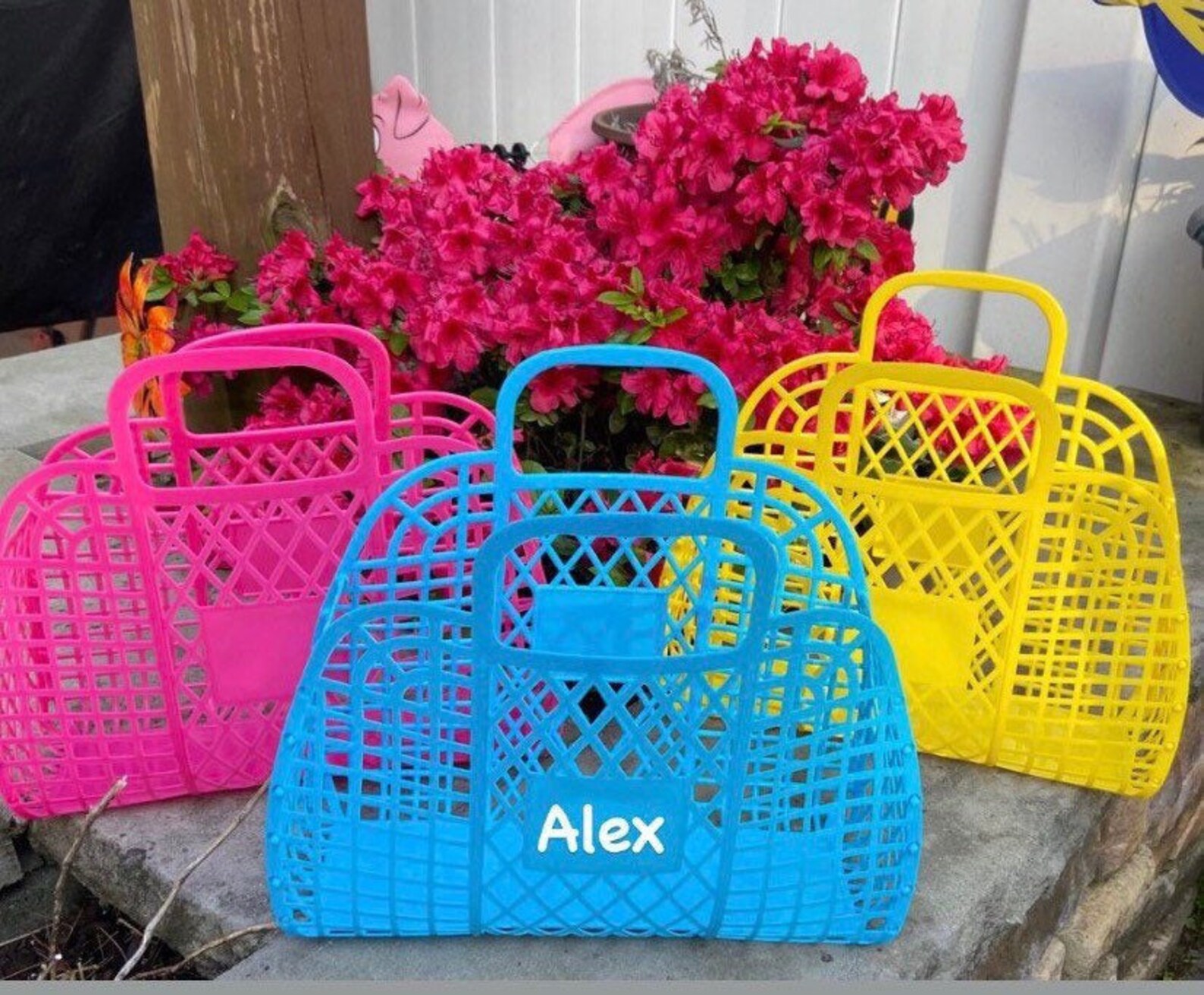 Vintage Jelly Personalized Colored Large Tote Basket Etsy