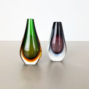 Rare Set of 2 Organic Multicolor Murano Glass Sommerso Vases, Italy, 1970s | midcentury modern | Murano Vetri
