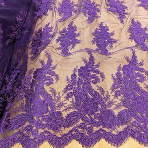 8 Colors of Bridal  lace fabric / Lace fabric by the yard/ Black Lace/ Fuchsia Lace/ Burgundy Lace