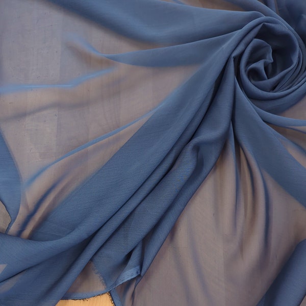 Steel Blue Two Tone Chiffon Fabric - Chiffon Fabric - Sheer Fabric by the yard