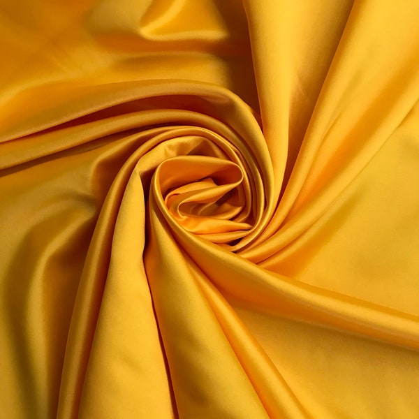 Golden Yellow Dull Satin Fabric By the Yard /Duchess Satin/ Peau de Soie Fabric/Matte Satin