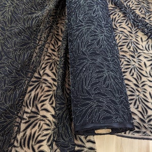 2 Colors of Black Flocking Velvet Lace Fabric/Black Lace Fabric By the Yard