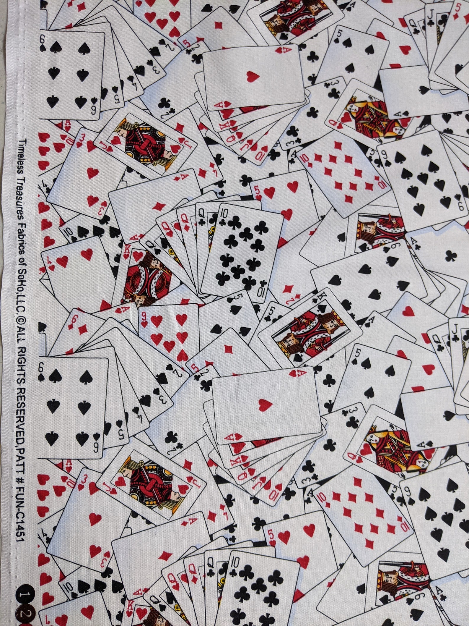 Playing Cards Cotton Fabric by the Yard Etsy