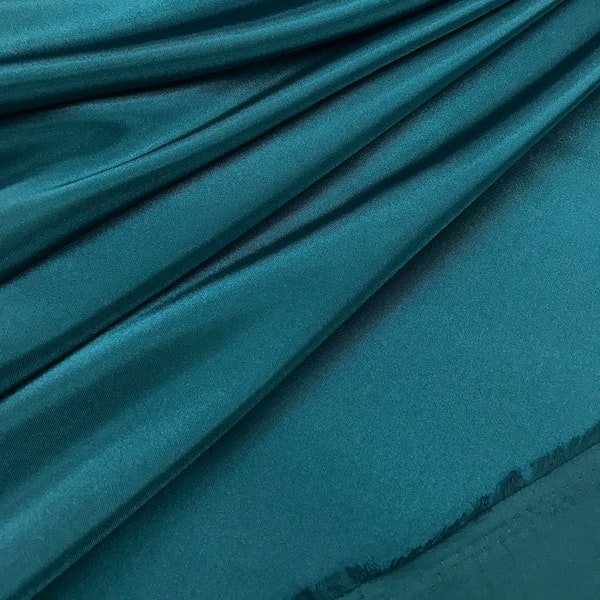 Teal Blue Charmeuse Fabric - Fabric by the Yard