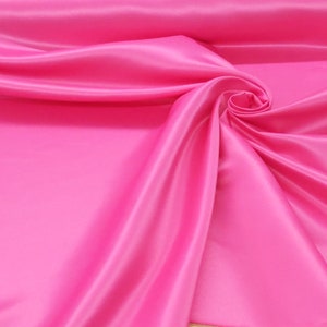 Hot Pink Dull Satin Fabric By the Yard /Duchess Satin/ Peau de Soie Fabric/Matte Satin