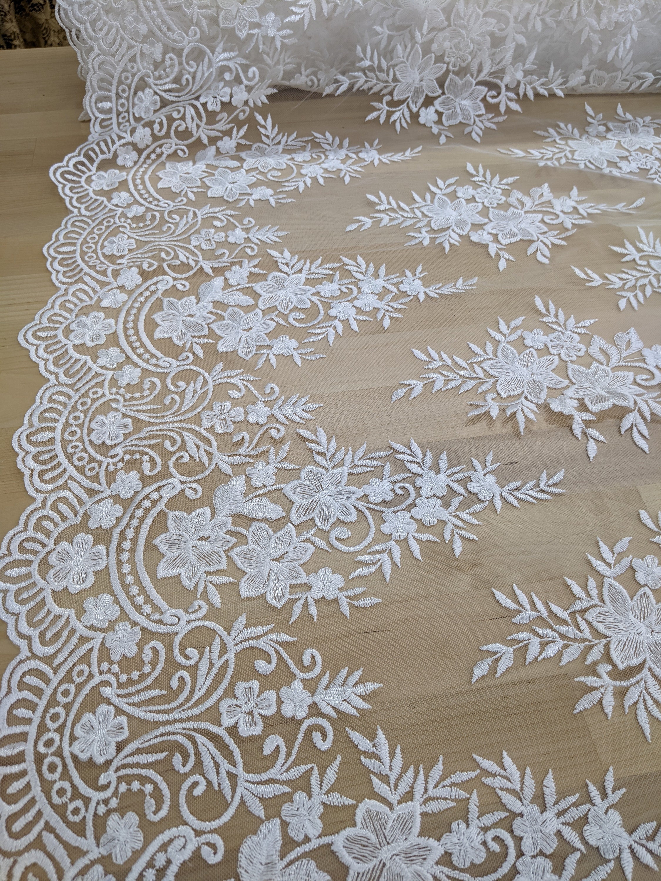 2 Colors of Bridal Lace Fabric by the Yard/ White Lace Fabric/ Etsy