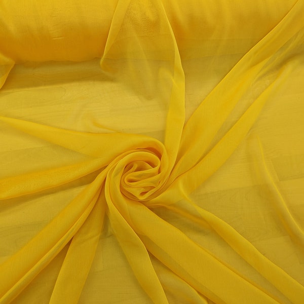 Golden Yellow Two Tone Chiffon Fabric - Chiffon Fabric - Sheer Fabric by the yard