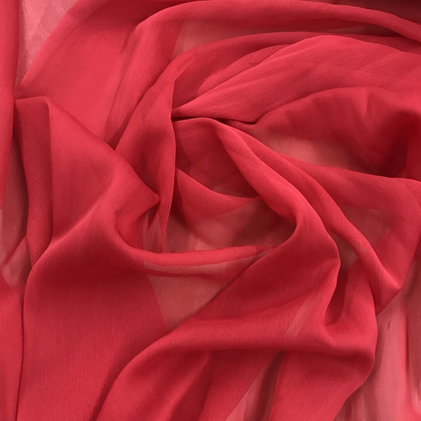 Red Two Tone Chiffon Fabric - Chiffon fabric - Sheer Fabric - Fabric by the Yard