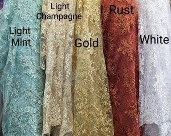 5 Colors of Flower Lace Fabric with Sequins/Wedding Gown lace/ First Communion Dress Lace/ Baptism Gown Lace/ Style Regina