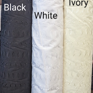 11 Colors of Eyelet Fabric By the Yard/ Scallop Border Eyelet Fabric/ Embroider Cotton Fabric by the Yard