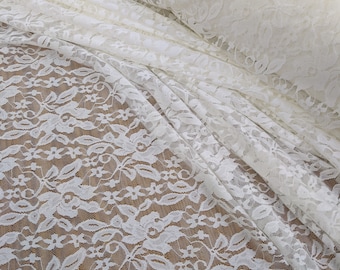 4 Colors of Stretch Lace Fabric/ Floral Stretch Lace Fabric/ Stretch Lace Fabric By the Yard