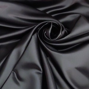 Black Dull Satin Fabric by the Yard /duchess Satin/ Peau De Soie  Fabric/matte Satin 