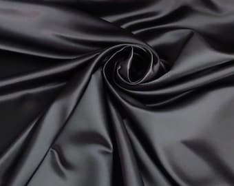 Black Dull Satin Fabric By the Yard /Duchess Satin/ Peau de Soie Fabric/Matte Satin