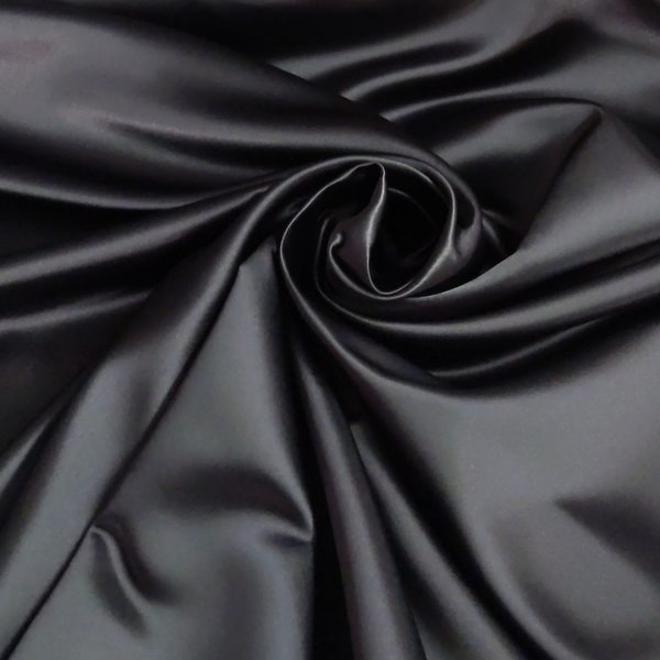 Tissu satiné noir terne par mètre/satin duchesse/tissu peau de soie/satin mat