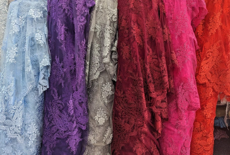 8 Colors of Bridal Lace Fabric / Lace Fabric by the Yard/ Black Lace ...