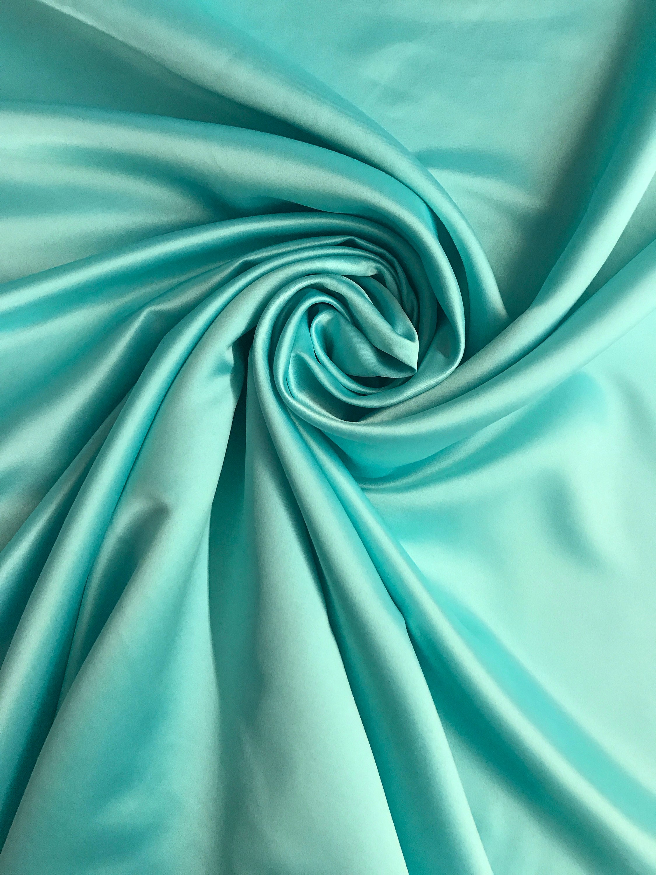 Aqua Blue Dull Satin Fabric By the Yard /Duchess Satin/ Peau | Etsy