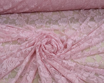 The Place For Lace Pale Baby Pink Rose Stretch Lace Trim 3"/7.5cm TOP SELLER 