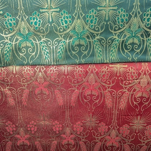 3 Colors Brocade Fabric with Crosses/Liturgical Fabric/ Religious Brocade Fabric