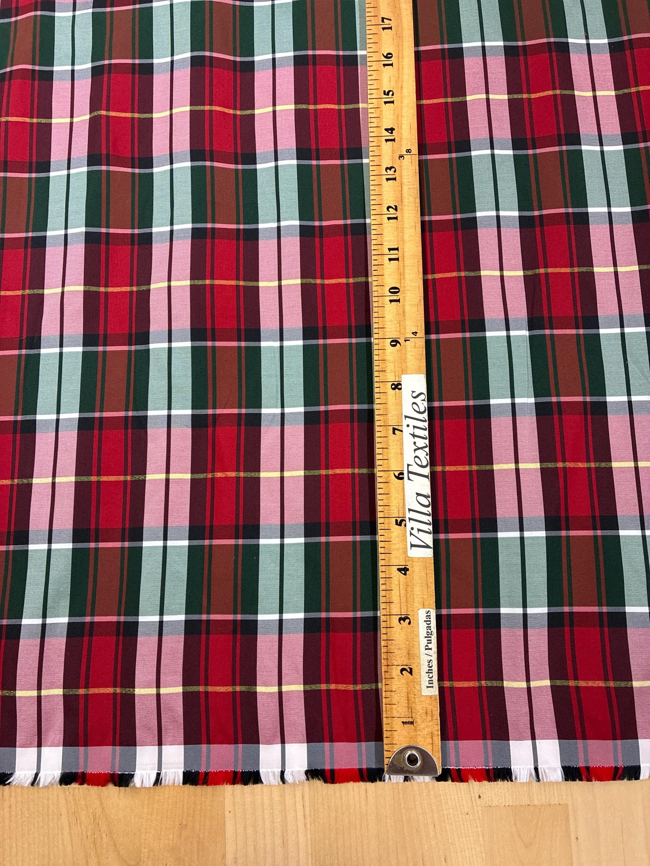 Red and Green Taffeta Fabric/ Christmas Plaid Fabric/poly Dupioni