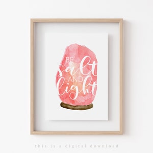 Salt and Light Matthew 5 Wall Art | Printable Watercolor Bible Verse Art | Matthew 5 Salt Lamp Wall Decor