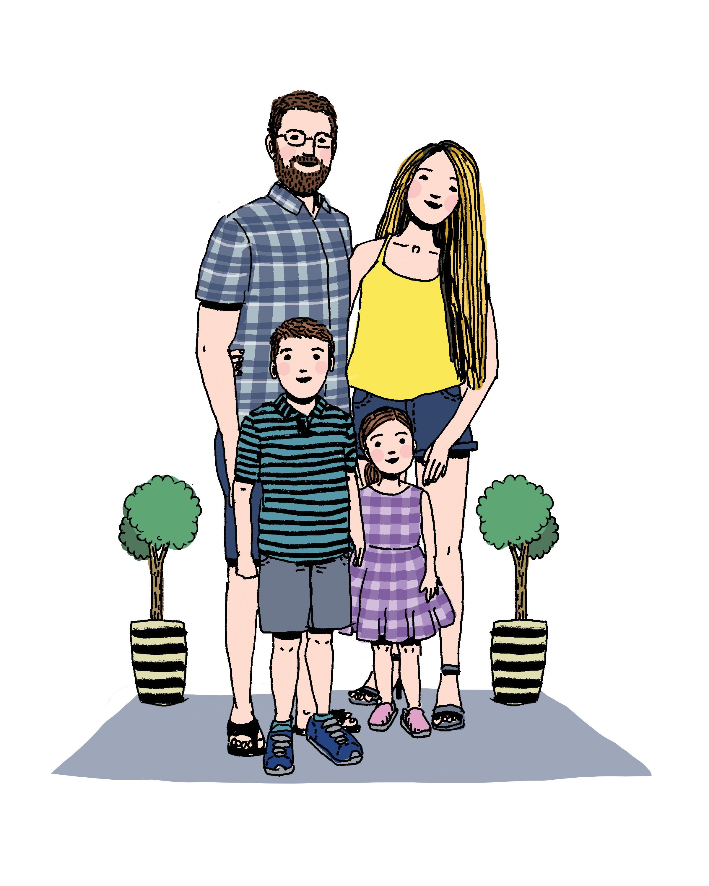 Color Family Portrait Family Portrait Color Illustrated | Etsy