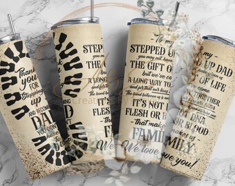 Envoltorio de vaso de 20 oz "To my Stepped Up Dad", png, descarga instantánea