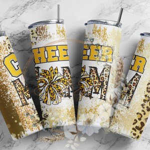 20 oz skinny yellow cheer mom tumbler, sublimation , PNG, Instant download