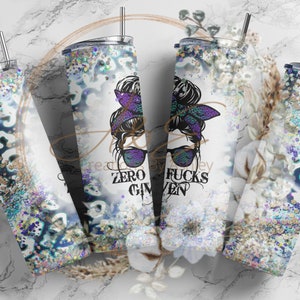 Tumbler wrap da 20 once skinny Zero Fu*ks con panino spettinato, png, download immediato, sarcasmo, divertente