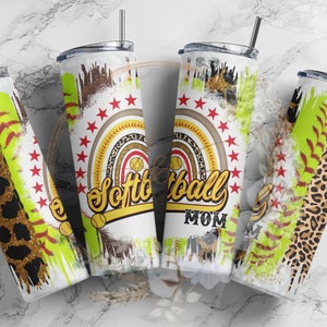 20 oz skinny softball mom tumbler, Sublimation wrap, PNG, Instant download, Sports