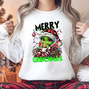 Grinch-kerstverlichting, png-bestand: digitale print koekje en melk (direct downloaden)