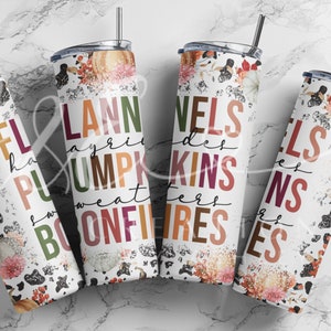 20 oz Skinny Flannels, Pumpkins, Bonfires tumbler wrap, png, instant download