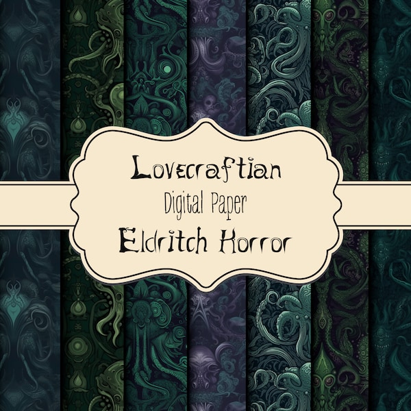 Lovecraftian Eldritch Horror Digital Paper Pack | Seamless Patterns | Instant Download | Printable Scrapbook Paper | Fabric Pattern