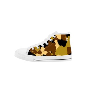 Africa Camo Kids High Top Canvas Shoes