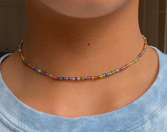 Multi-colored Beaded Choker, Beaded Necklace, Summer, Beachy, Gifts for Her