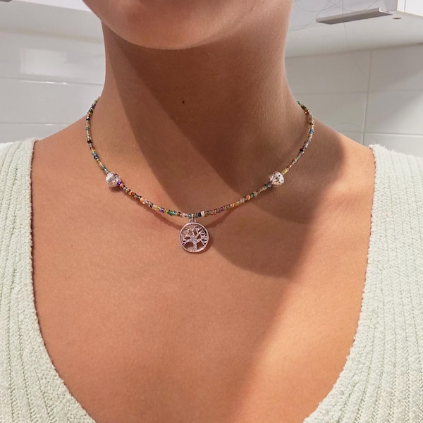 Naszyjnik z koralików Tree of Life, letni naszyjnik boho, indie, lato, prezenty dla niej