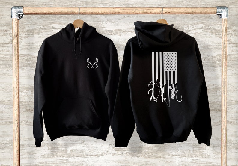 Hunting and Fishing Gift for Man | Hunting and Fishing Flag Sweatshirt | Hunting Gift for Him 