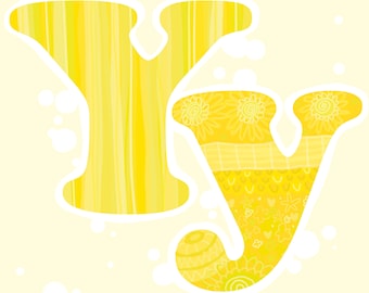 Y is for Yellow, Alphabet Letter PNG Clip Art Set, Educational Resource, Digital Download