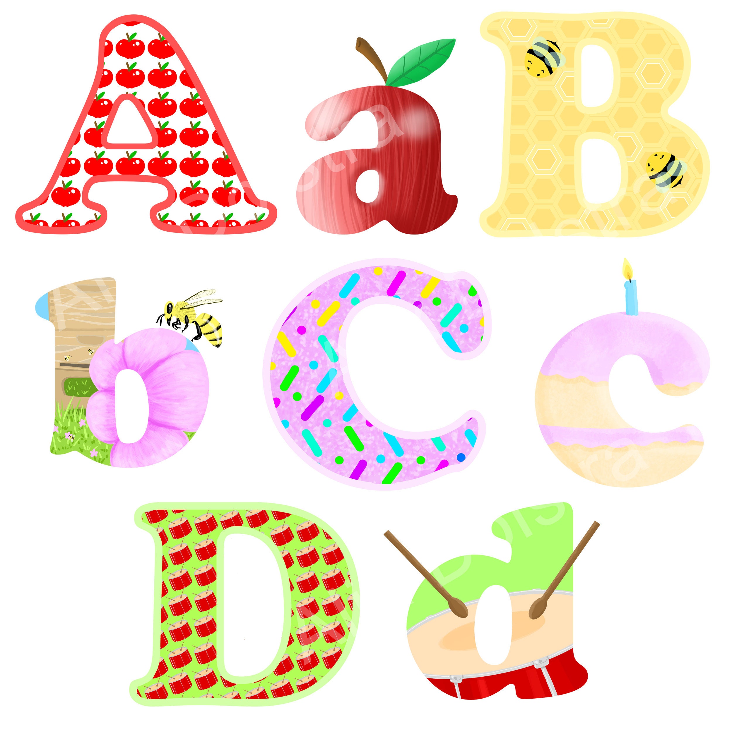 A to Z PNG Alphabet Clip Art Set Educational Decorative | Etsy