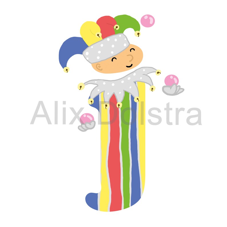 Letter R Jester J for Jester, PNG Clip Art Set, Alphabet Letters, Learning for Kids ...