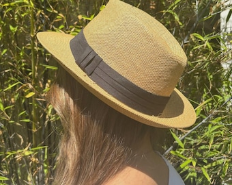 Palm Leaf Straw Hat, Colorful Woven Scarf, Vintage La  display picture 3