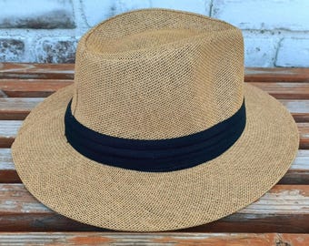 Sombrero Panamá unisex auténtico de palma tejida, sombrero de verano, sombrero de playa, sombrero de ala ancha