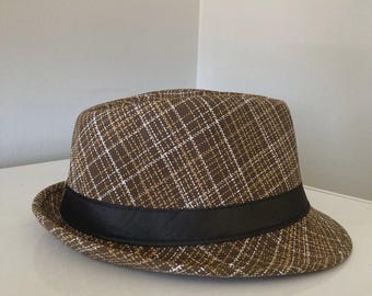 Sombrero fedora de palma tejido auténtico, unisex para adultos