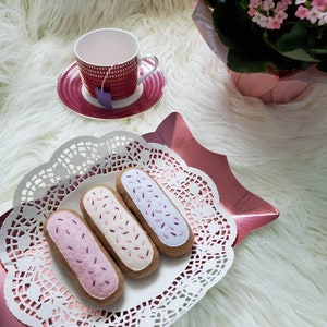 Felt cookies,( set of 3) felt food, felt desert, pretend food, tea party